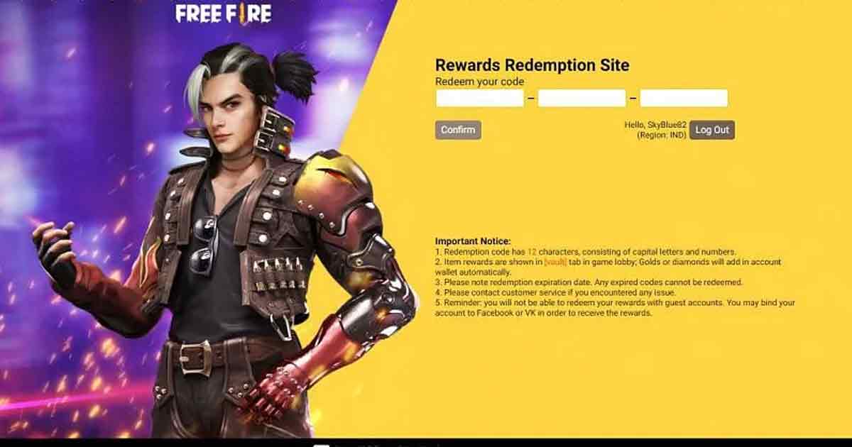 Free Fire Redemption Site: Process of using Redeem Codes